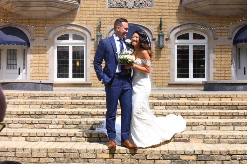 Bride and groom at Laurel Hall Indianapolis